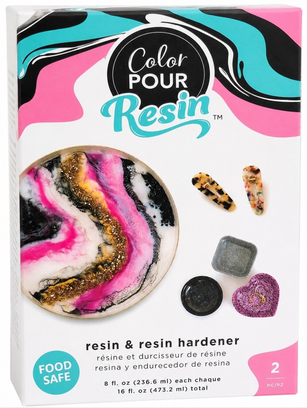 Color Pour Resin & Hardener Kit 16oz Food Safe Clear Epoxy Resin New